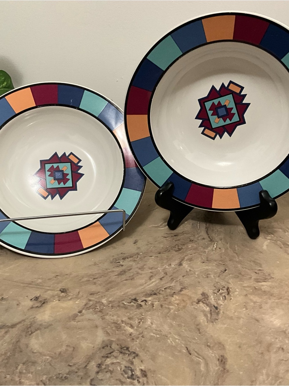Two Vintage Meiwa Tahoe 8 5/8" Rim Soup/Cereal Bowls Southwestern Style
